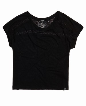 Superdry Lace Insert Női Pólók Fekete | OXAPZ8720